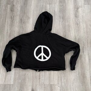 Boutique art class Black Zip-Up Hoodie with Peace Symbol